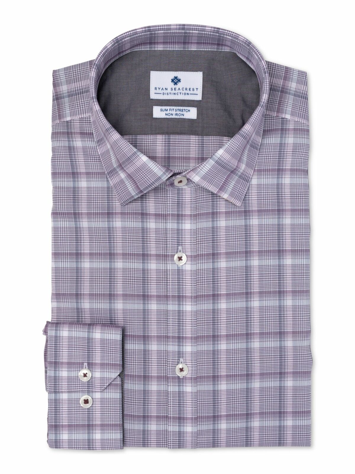 Camisa social xadrez masculina Ryan Seacrest Distinction roxa tamanho 17x32-33
