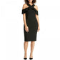 Vestido feminino com babados e ombros descobertos, tamanho XXG, preto, Rachel Rachel Roy