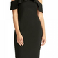 Vestido feminino com babados e ombros descobertos, tamanho XXG, preto, Rachel Rachel Roy