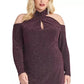 Vestido Halter de Malha Brilhante Plus Size da Rachel Roy Feminino Preto Tamanho 22