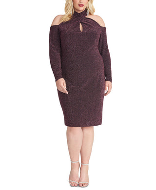 Vestido Halter de Malha Brilhante Plus Size da Rachel Rachel Roy Feminino Roxo Tamanho 14