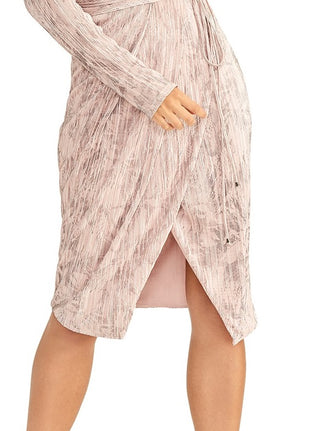 Vestido plissado falso-envelope Silvia Rachel Roy feminino, rosa, tamanho médio