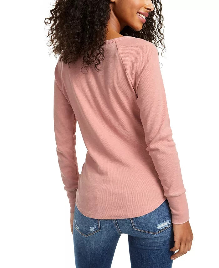 Blusa Henley Térmica Burnout Juniors Ultra Flirt Roxa Tamanho Grande