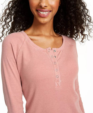 Blusa Henley Térmica Burnout Juniors Ultra Flirt Roxa Tamanho Grande