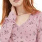 Blusa Henley com estampa floral e textura waffle Ultra Flirt Juniors, rosa, tamanho pequeno