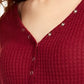 Blusa Henley de malha waffle aconchegante Ultra Flirt Juniors, vermelha, tamanho médio