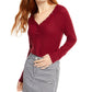 Blusa Henley de malha waffle aconchegante Ultra Flirt Juniors, vermelha, tamanho pequeno