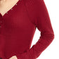 Blusa Henley de malha waffle aconchegante Ultra Flirt Juniors, vermelha, tamanho pequeno
