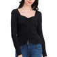 Blusa curta com frente franzida Ultra Flirt Juniors, preta, tamanho médio