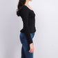 Blusa curta com frente franzida Ultra Flirt Juniors, preta, tamanho médio