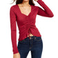Blusa curta com frente franzida Ultra Flirt Juniors, vermelho escuro, tamanho grande