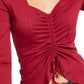 Blusa curta com frente franzida Ultra Flirt Juniors, vermelho escuro, tamanho médio