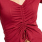 Blusa curta Ultra Flirt Juniors feminina, com frente franzida, vermelha escura, tamanho extra grande