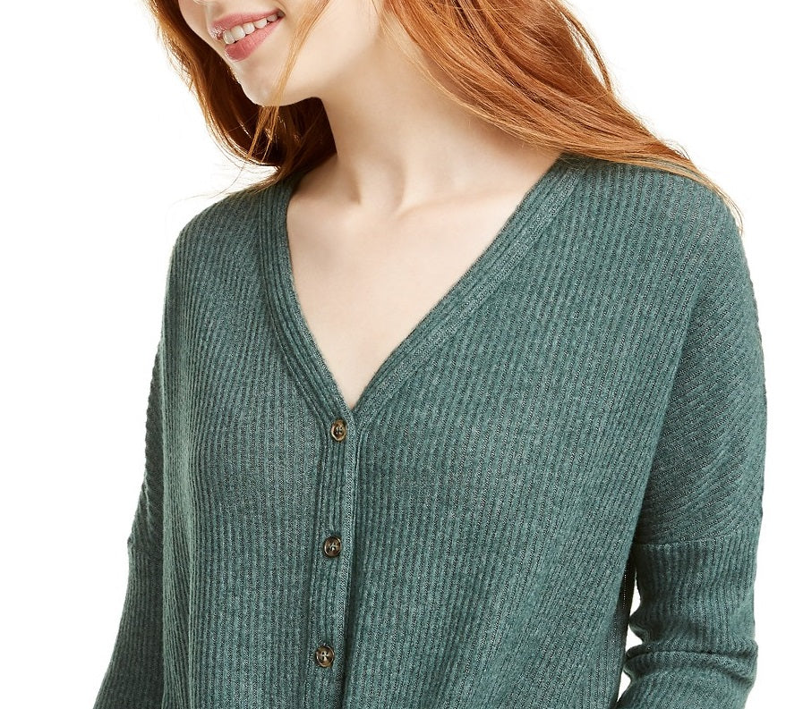 Blusa canelada com amarração frontal Ultra Flirt Juniors, verde, tamanho pequeno