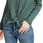 Blusa canelada com amarração frontal Ultra Flirt Juniors, verde, tamanho pequeno