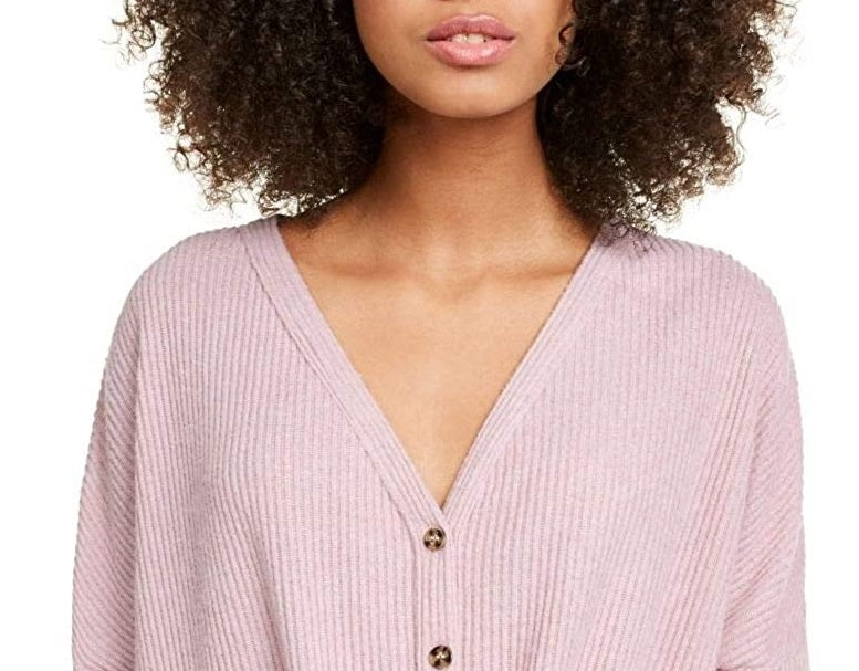 Blusa feminina aconchegante com nervuras e amarração frontal Ultra Flirt Juniors, roxa, tamanho grande
