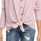 Blusa feminina aconchegante com nervuras e amarração frontal Ultra Flirt Juniors, roxa, tamanho grande