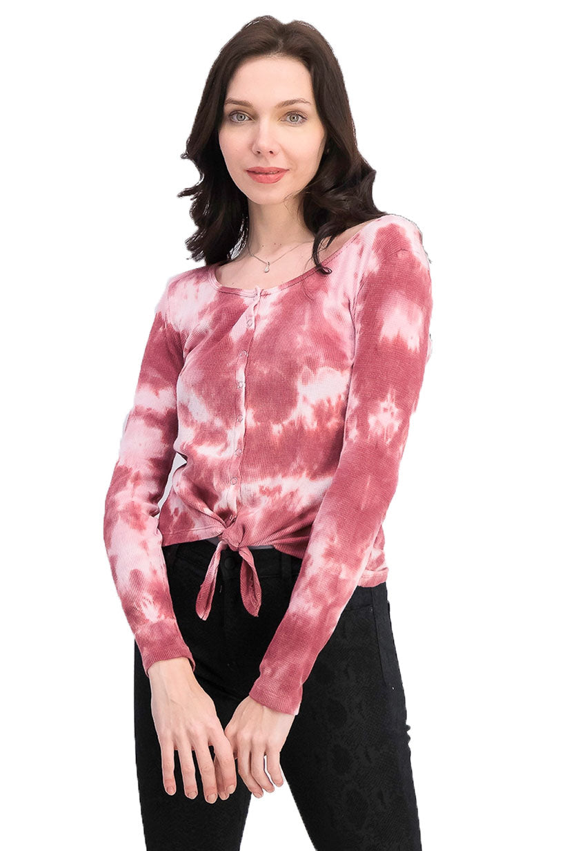 Blusa térmica tie-dye Ultra Flirt Juniors rosa tamanho extra grande
