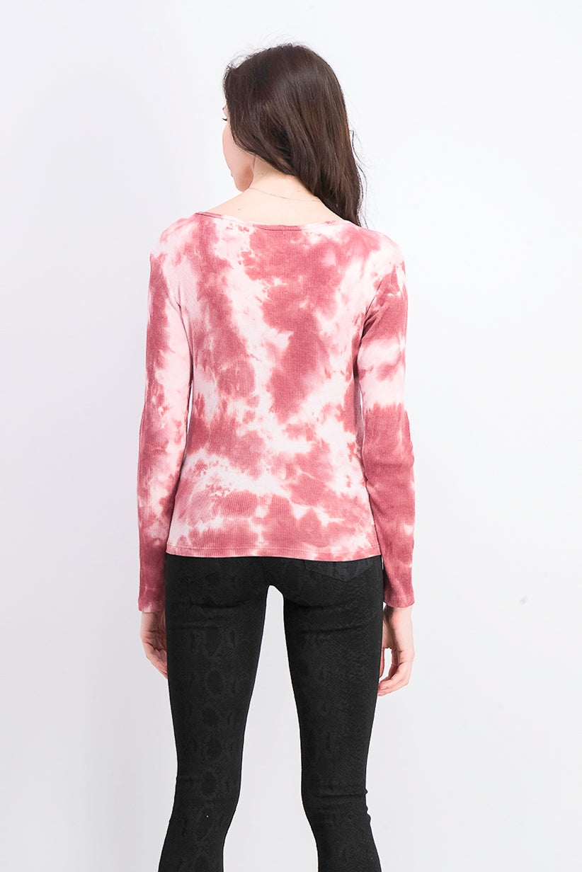 Blusa térmica tie-dye Ultra Flirt Juniors rosa tamanho extra grande