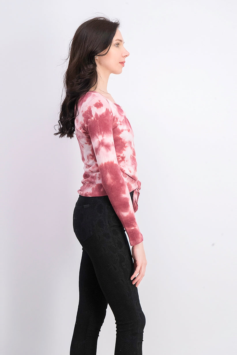Blusa térmica tie-dye Ultra Flirt Juniors rosa tamanho extra grande