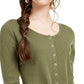 Blusa térmica feminina Ultra Flirt Junior com bainha amarrada, verde, tamanho pequeno