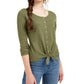 Blusa térmica com bainha amarrada Ultra Flirt Juniors, verde, tamanho extra grande