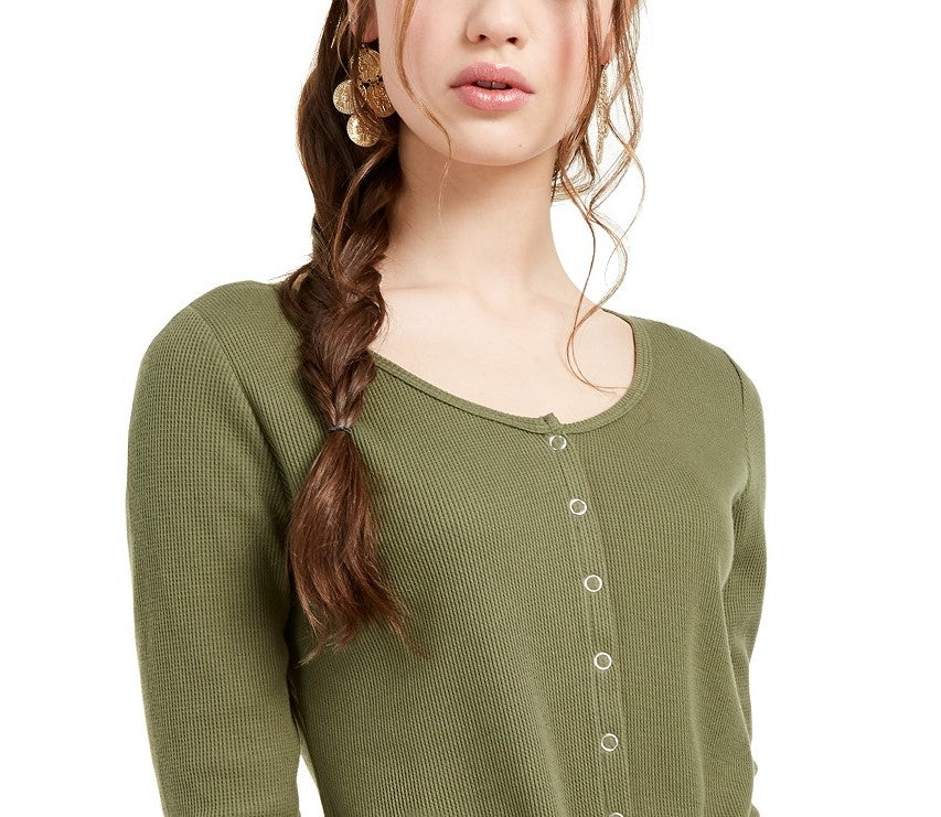 Blusa térmica com bainha amarrada Ultra Flirt Juniors, verde, tamanho extra grande