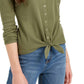 Blusa térmica com bainha amarrada Ultra Flirt Juniors, verde, tamanho extra grande