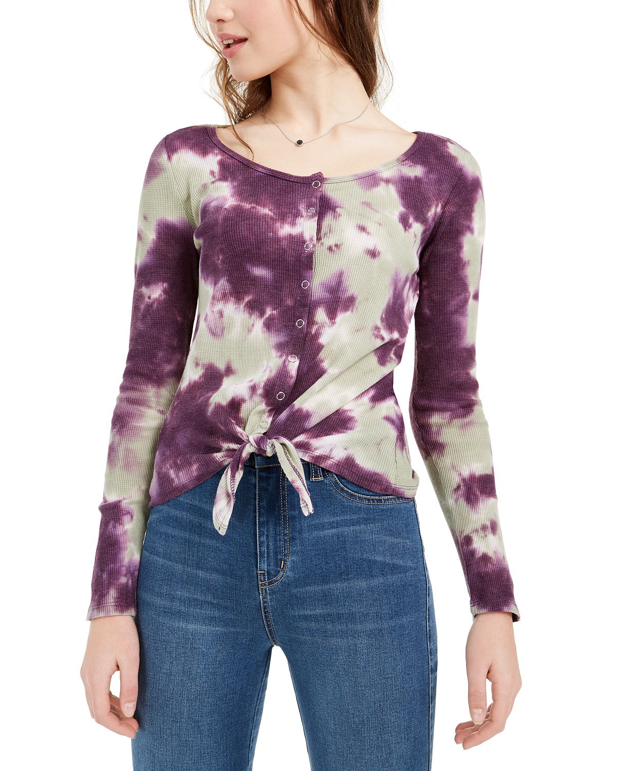 Blusa térmica tie-dye Ultra Flirt Juniors, roxa, tamanho médio