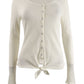Blusa térmica com bainha amarrada Ultra Flirt Juniors, branca, tamanho pequeno