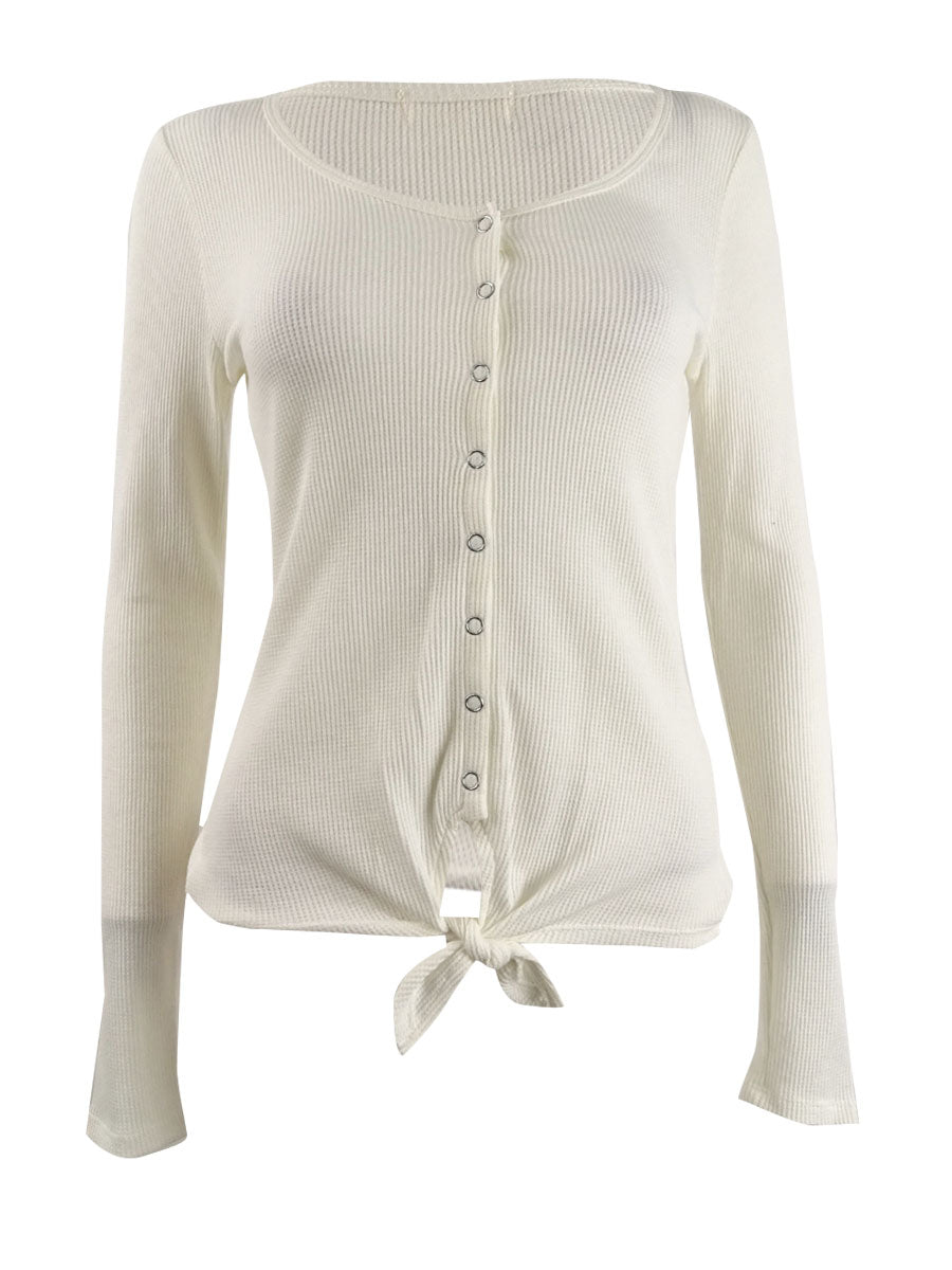 Blusa térmica com bainha amarrada Ultra Flirt Juniors, branca, tamanho pequeno