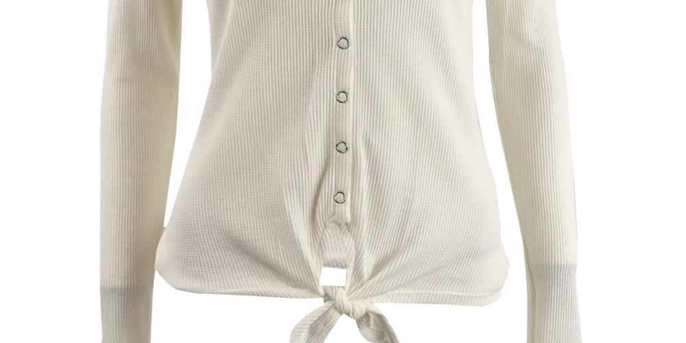 Blusa térmica com bainha amarrada Ultra Flirt Juniors, branca, tamanho pequeno