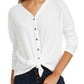 Blusa térmica com bainha amarrada Ultra Flirt Juniors, branca, tamanho extra pequeno