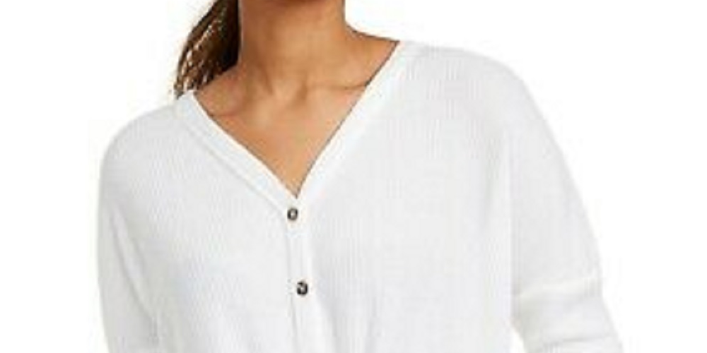 Blusa térmica com bainha amarrada Ultra Flirt Juniors, branca, tamanho extra pequeno