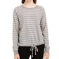 Blusa listrada com cordão e bainha Ultra Flirt Juniors, tamanho médio, cinza