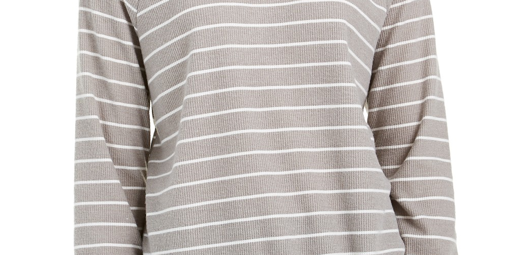Blusa listrada com cordão e bainha Ultra Flirt Juniors, tamanho médio, cinza
