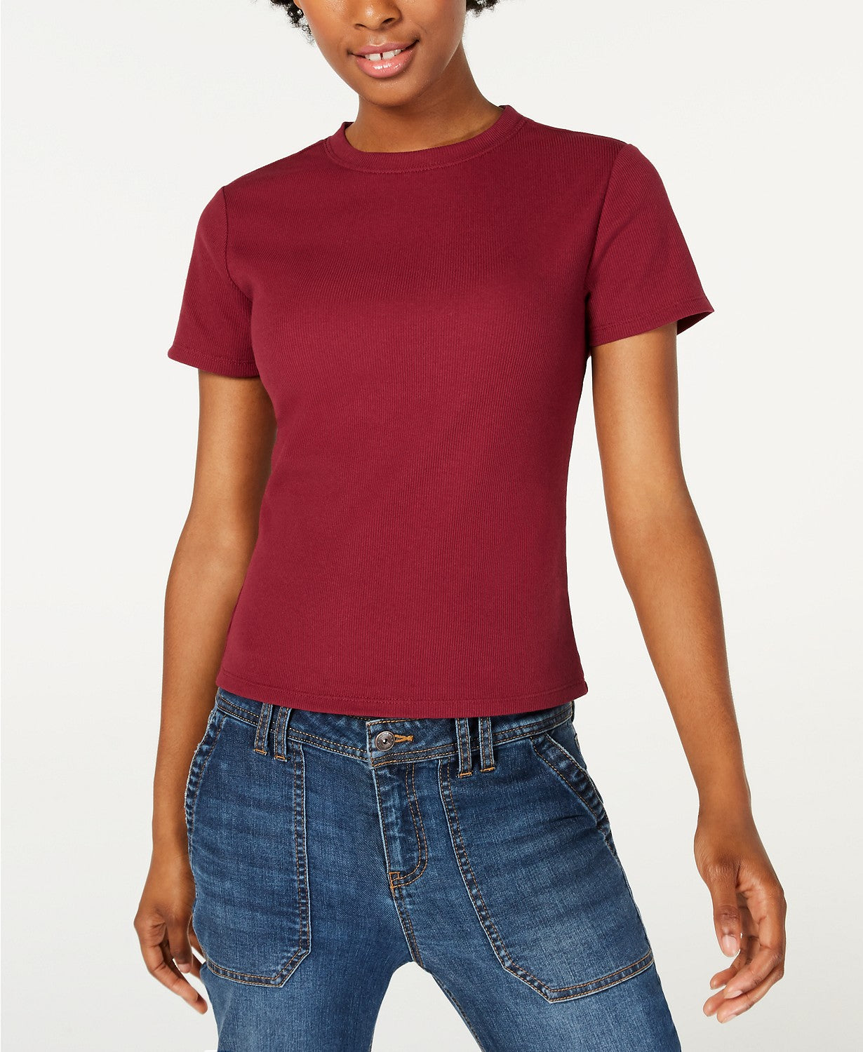 Camiseta infantil Ultra Flirt com gola redonda, tamanho extra grande, vermelha