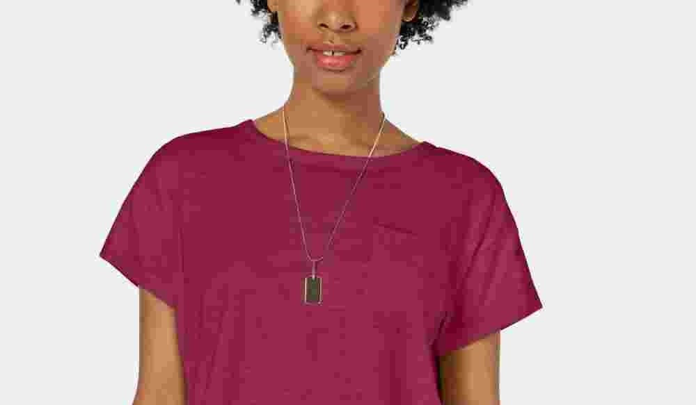 Camiseta feminina Ultra Flirt By Ikeddi Juniors com bolso quadrado, vermelha, tamanho pequeno