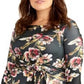 Vestido feminino Rachel Roy Plus com amarração na cintura e manga comprida, preto, tamanho 2X