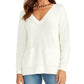 Suéter feminino de malha com decote em V Rachel Roy, branco, tamanho extragrande