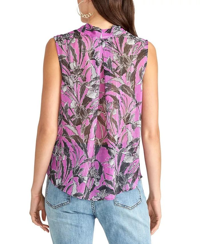 Blusa feminina semitransparente estampada, tamanho pequeno, roxa, Rachel Rachel Roy