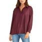 Camisa feminina Rachel Roy com botões frontais, roxa, tamanho pequeno