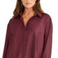 Camisa feminina Rachel Roy com botões frontais, roxa, tamanho grande
