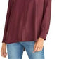Camisa feminina Rachel Roy com botões frontais, roxa, tamanho grande