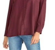 Camisa feminina Rachel Roy com botões frontais, roxa, tamanho grande