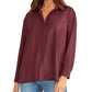 Camisa feminina Rachel Roy com botões frontais, roxa, tamanho médio