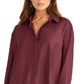 Camisa feminina Rachel Roy com botões frontais, roxa, tamanho médio