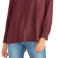 Camisa feminina Rachel Roy com botões frontais, roxa, tamanho médio