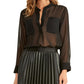 Camisa feminina estampada Winona Rachel Rachel Roy, preta, tamanho pequeno