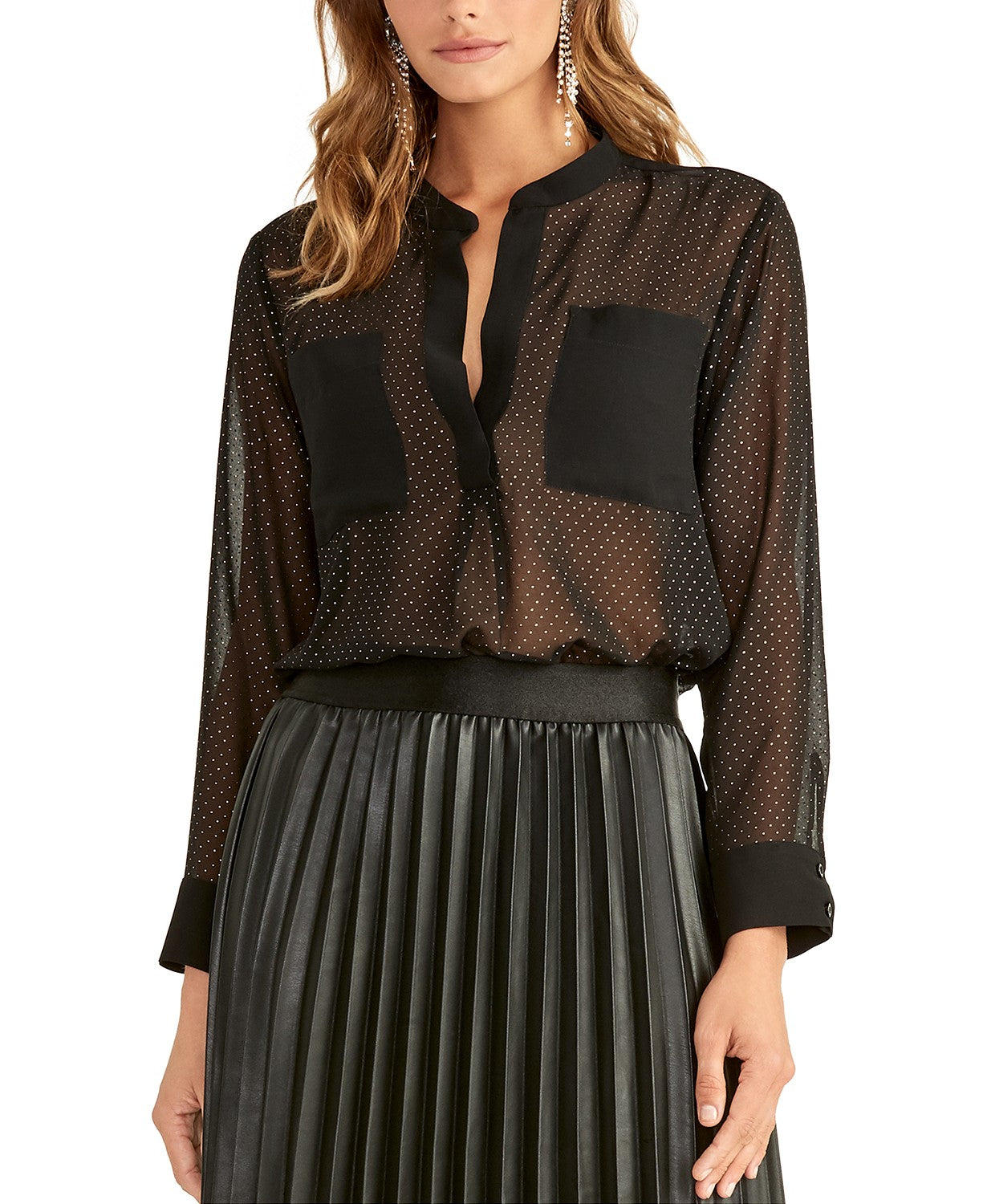 Camisa feminina estampada Winona Rachel Rachel Roy, preta, tamanho pequeno